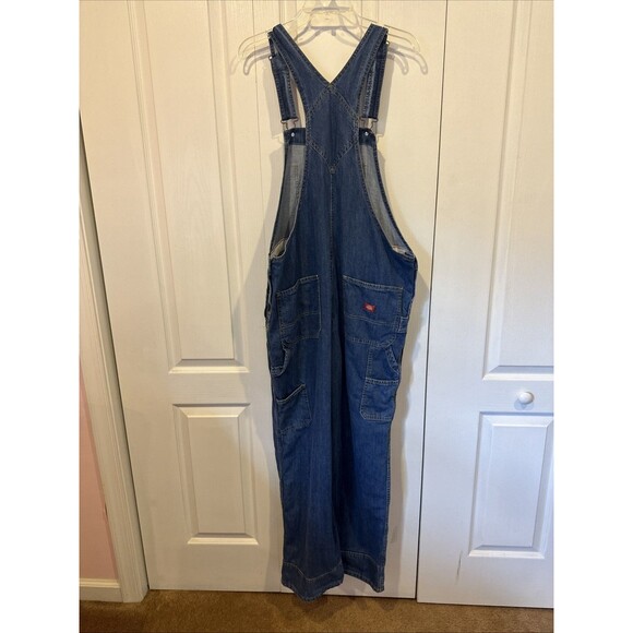 Dickies Bib Overalls Womens L Blue Denim Relaxed Fit Carpenter - Picture 2 of 12